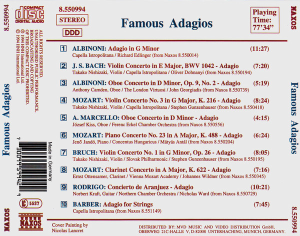 Various - Famous Adagios (CD, Comp) (Near Mint (NM or M-)) - Image 2