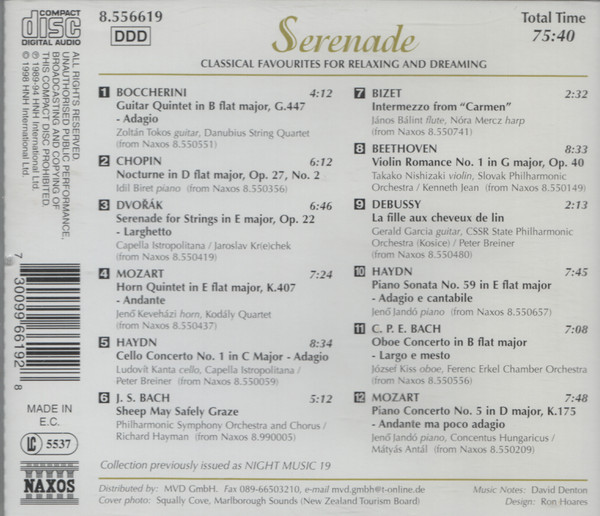 Various - Naxos Serenade - Classical Favourites For Relaxing And Dreaming (CD, Album) (Near Mint (NM or M-)) - Image 2