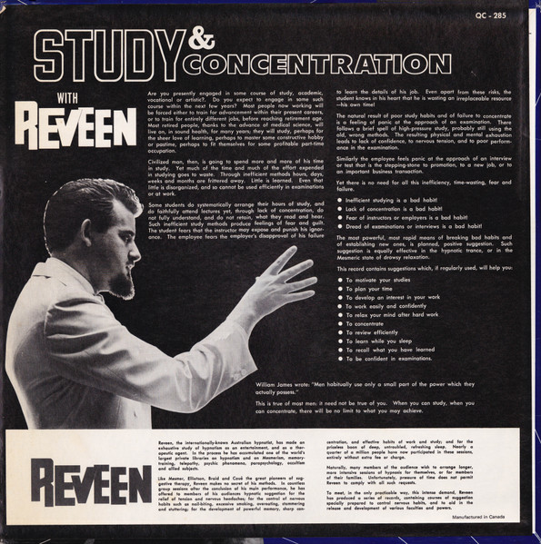 Reveen - Study & Concentration With Reveen (LP, Album) (Mint (M)) - Image 2