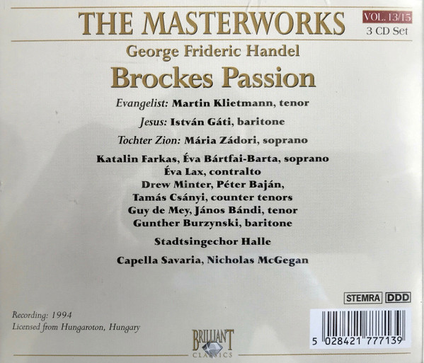 Georg Friedrich Händel - Brockes Passion (3xCD, Album, RE) (Near Mint (NM or M-)) - Image 2