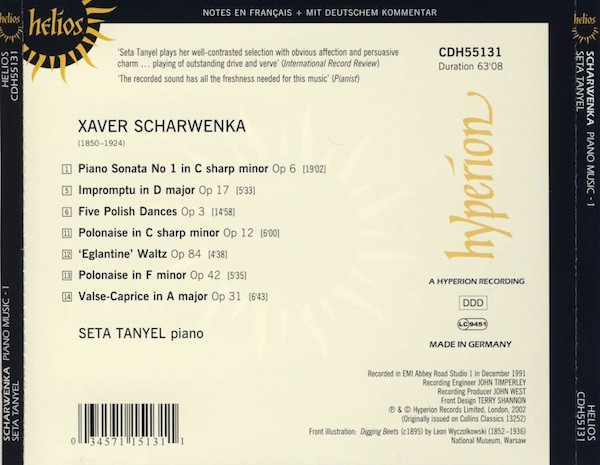 Xaver Scharwenka, Seta Tanyel - Piano Music - 1 (CD, Album, RE) (Near Mint (NM or M-)) - Image 2