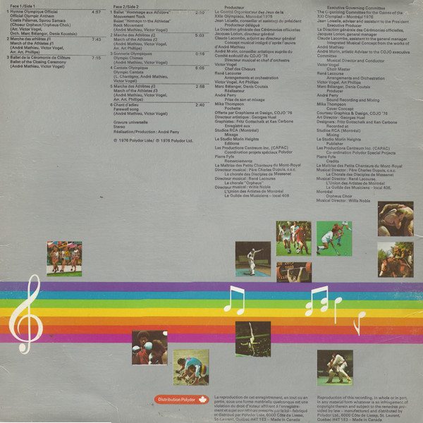 Various - Games Of The XXI Olympiad Montréal 1976 Original Soundtrack Music Of The Official Ceremonies = Jeux De La XXIᵉ Olympiade Montréal 1976 Piste Sonore Originale Musique Des Cérémonies Officielles (LP, Gat) (Mint (M)) - Image 2