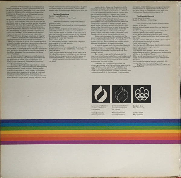 Various - Games Of The XXI Olympiad Montréal 1976 Original Soundtrack Music Of The Official Ceremonies = Jeux De La XXIᵉ Olympiade Montréal 1976 Piste Sonore Originale Musique Des Cérémonies Officielles (LP, Gat) (Mint (M)) - Image 3