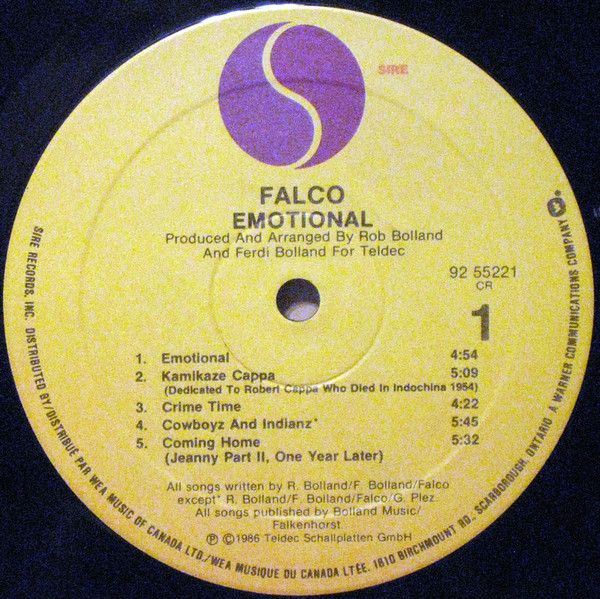 Falco - Emotional (LP, Album) (Mint (M)) - Image 3