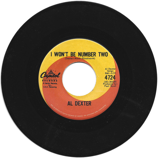 Al Dexter - I Won't Be Number Two (7", Single) (Very Good (VG))