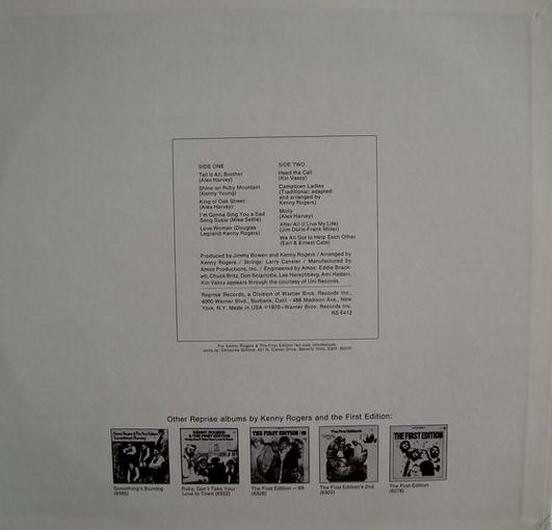 Kenny Rogers & The First Edition - Tell It All, Brother (LP, Album, Ter) (Mint (M)) - Image 2
