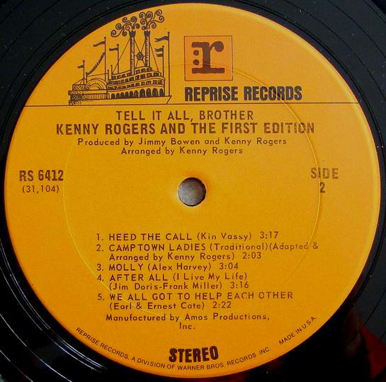Kenny Rogers & The First Edition - Tell It All, Brother (LP, Album, Ter) (Mint (M)) - Image 4