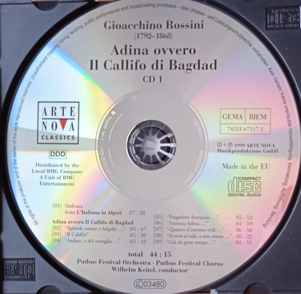 Gioacchino Rossini - Putbus Festival Orchestra, Putbus Festival Chorus, Wilhelm Keitel - Adina ovvero Il Califfo di Bagdad (2xCD, Album + Box) (Near Mint (NM or M-)) - Image 4