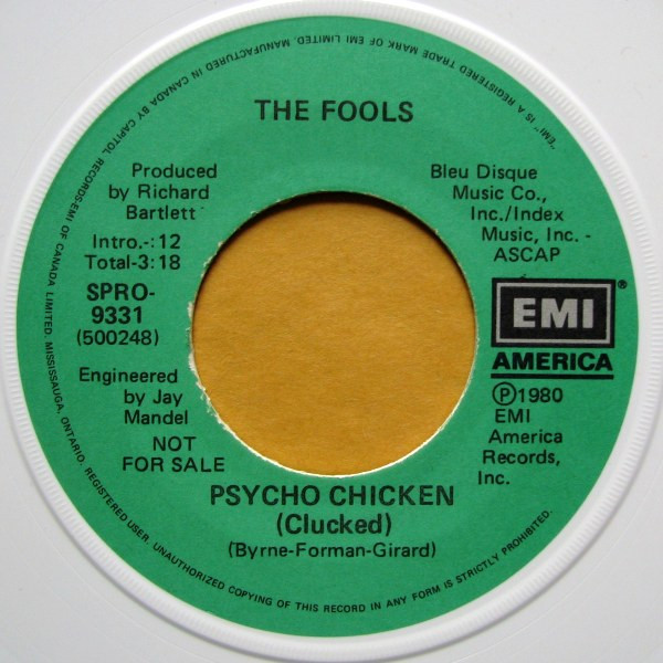 The Fools - Psycho Chicken (7", Single, Promo, Whi) (Near Mint (NM or M-)) - Image 2