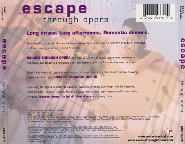Various - Escape Through Opera (The World's Best Collection Of Opera Favorites To Fit Your Lifestyle) (2xCD, Comp) (Near Mint (NM or M-)) - Image 2