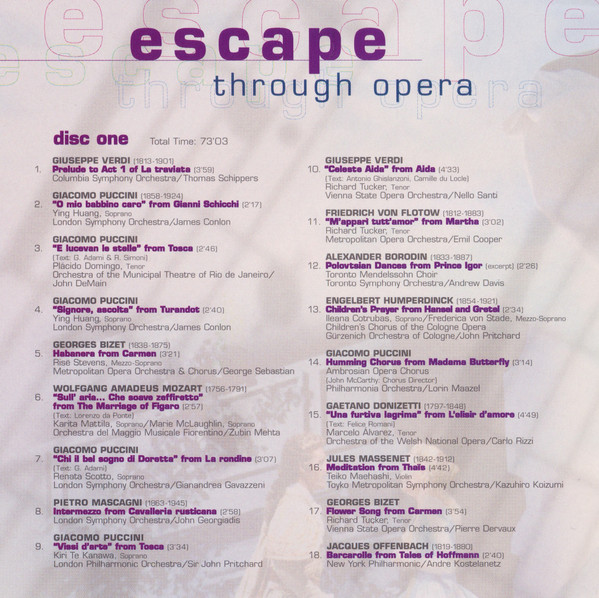 Various - Escape Through Opera (The World's Best Collection Of Opera Favorites To Fit Your Lifestyle) (2xCD, Comp) (Near Mint (NM or M-)) - Image 5