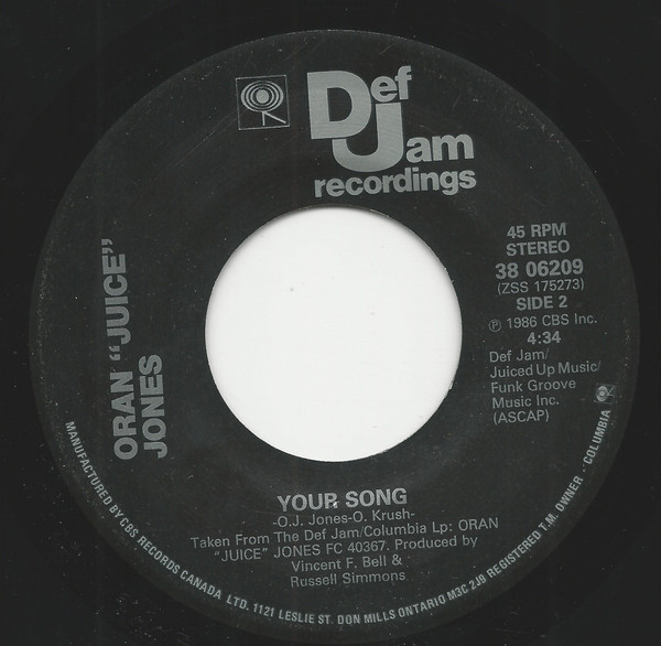 Oran 'Juice' Jones - The Rain (7", Single) (Near Mint (NM or M-)) - Image 2