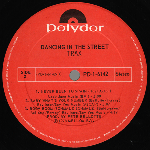 Trax - Dancing In The Street (LP) (Mint (M)) - Image 4