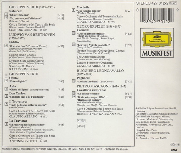 Claudio Abbado, Karl Böhm, Herbert von Karajan, Antonino Votto - Va, Pensiero / Famous Opera Choruses: Nabucco • Otello • Il Trovatore • Aida • La Traviata • Cavalleria Rusticana (CD, Comp) (Near Mint (NM or M-)) - Image 2