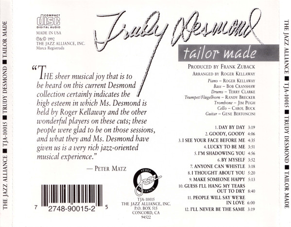 Trudy Desmond - Tailor Made (CD, Album, Promo) (Near Mint (NM or M-)) - Image 2
