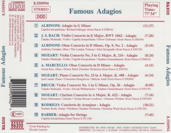 Various - Famous Adagios (CD, Comp) (Near Mint (NM or M-)) - Image 2
