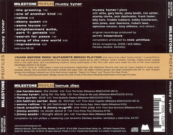 McCoy Tyner / Various - Milestone Profiles (CD, Comp, RM + CD, Smplr) (Mint (M)) - Image 2