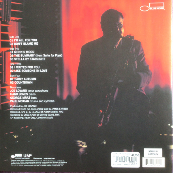 Joe Lovano - I'm All For You (2xLP, Album, RE, 180) (Mint (M)) - Image 4