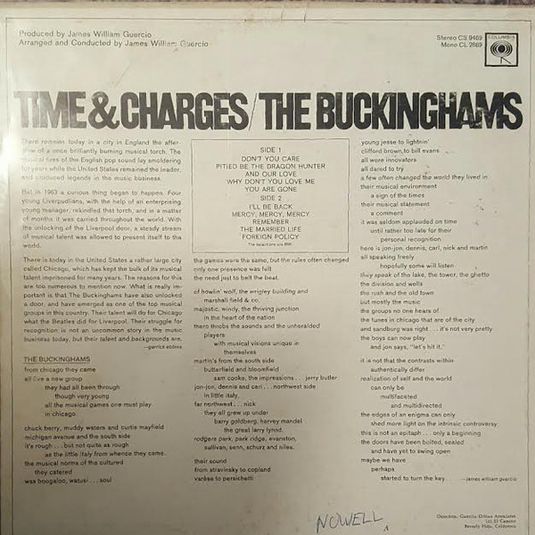 The Buckinghams - Time & Charges (LP, Album, Ter) (Mint (M)) - Image 2