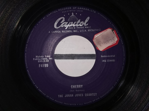 The Jonah Jones Quartet - I Dig Chicks! / Cherry (7") (Very Good (VG)) - Image 2