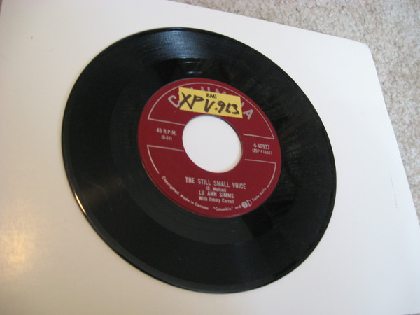 Lu Ann Simms With Jimmy Carroll - Run, Don't Walk / The Still Small Voice (7", Single) (Very Good (VG)) - Image 2