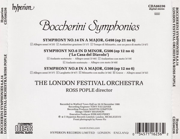 Luigi Boccherini, London Festival Orchestra, Ross Pople - Symphonies Nos. 6, 8, 14 (CD, Album) (Near Mint (NM or M-)) - Image 2