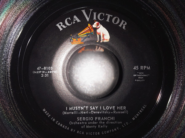 Sergio Franchi - Once / I Mustn't Say I Love Her (7", Single, Roc) (Very Good Plus (VG+)) - Image 2