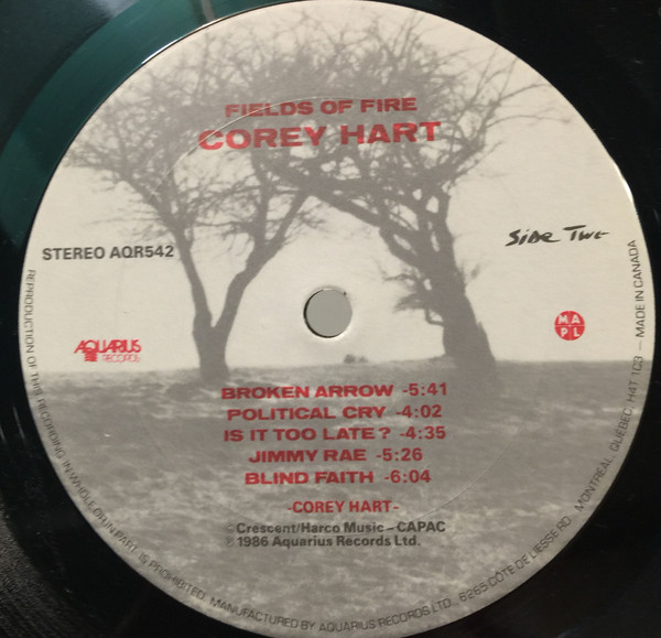 Corey Hart - Fields Of Fire (LP, Album) (Mint (M)) - Image 4