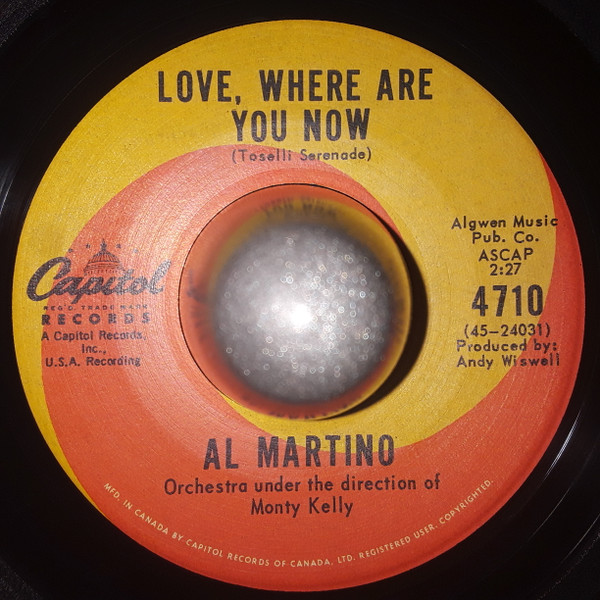 Al Martino - Love, Where Are You Now / Exodus (7", Single) (Very Good Plus (VG+))
