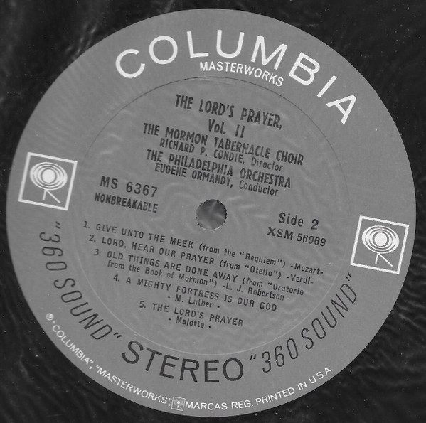 Mormon Tabernacle Choir / The Philadelphia Orchestra, Eugene Ormandy - The Lord's Prayer, Vol. II (LP, Pit) (Mint (M)) - Image 4