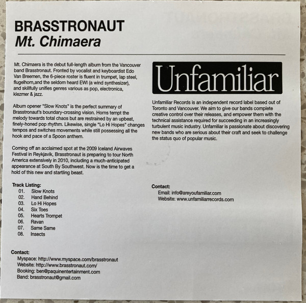 Brasstronaut - Mt. Chimaera (CDr, Album, Promo) (Near Mint (NM or M-)) - Image 2