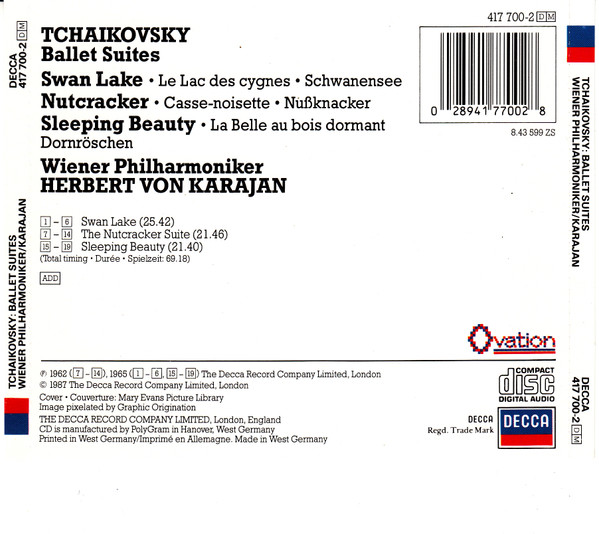 Pyotr Ilyich Tchaikovsky, Wiener Philharmoniker, Herbert Von Karajan - Ballet Suites (CD, RE, RM) (Near Mint (NM or M-)) - Image 2