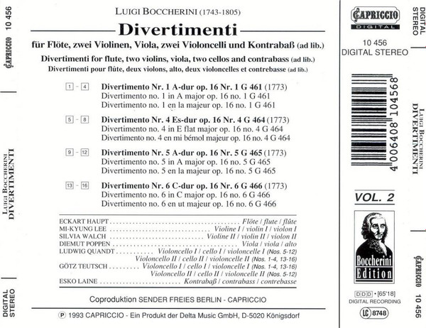 Luigi Boccherini - Divertimenti (CD, Album) (Near Mint (NM or M-)) - Image 2