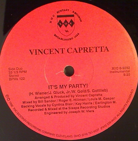 Vincent Capretta - It's My Party (12") (Mint (M)) - Image 2