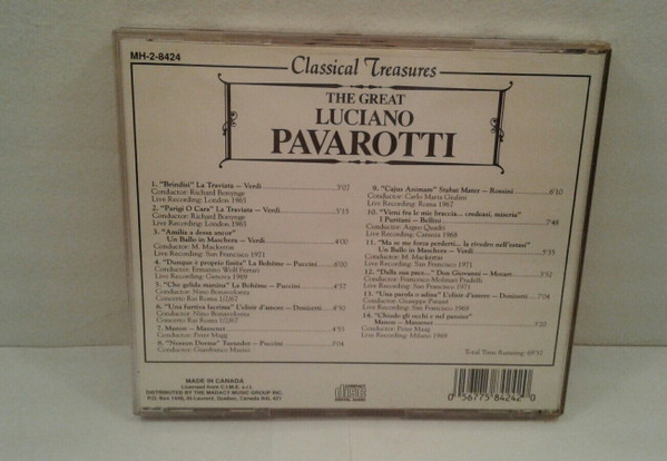 Luciano Pavarotti - Classical Treasures The Great Luciano Pavarotti (CD, Comp) (Near Mint (NM or M-)) - Image 2