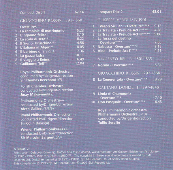 Gioacchino Rossini, Giuseppe Verdi, Gaetano Donizetti - Ouvertures (CD) (Near Mint (NM or M-)) - Image 2