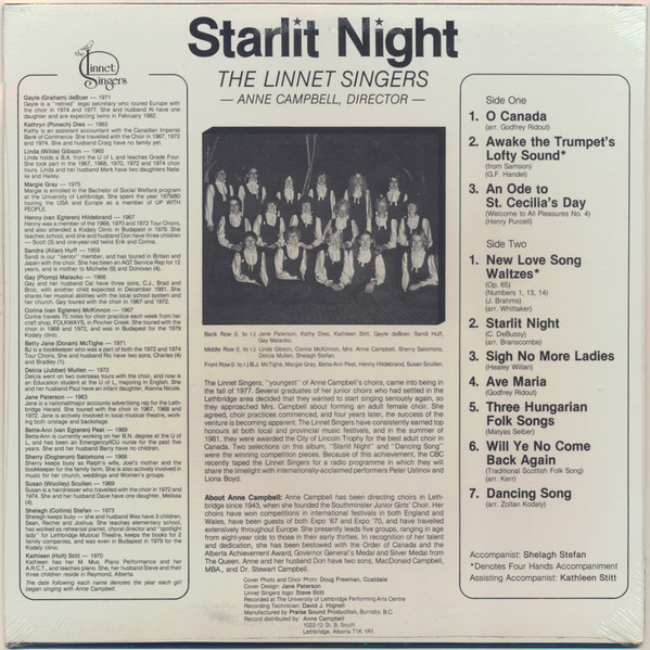The Linnett Singers, Anne Campbell (5) - Starlit Night (LP, Album) (Mint (M)) - Image 2