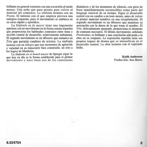 Johannes Matthias Sperger - Musica Aeterna, Peter Zajíček - String Symphonies (CD) (Near Mint (NM or M-)) - Image 3