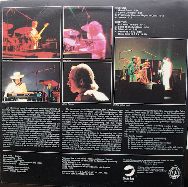 Michael Nesmith - Live At The Palais (LP, Album, Ter) (Mint (M)) - Image 4