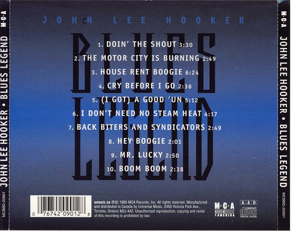 John Lee Hooker - Blues Legend (CD, Comp) (Mint (M)) - Image 2