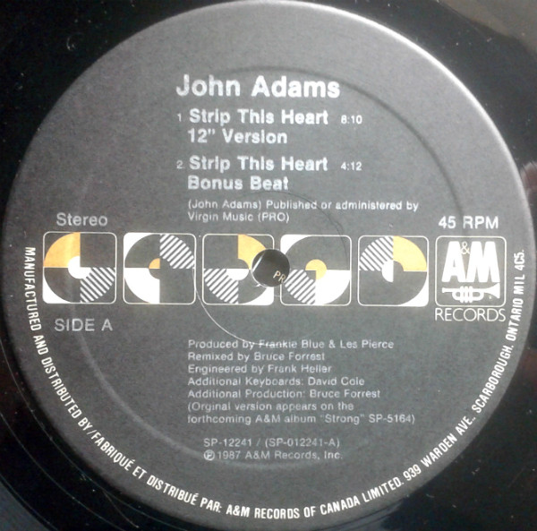 John Adams (3) - Strip This Heart (12") (Mint (M)) - Image 3