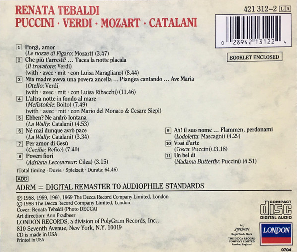 Renata Tebaldi - Opera Gala (CD, Comp) (Near Mint (NM or M-)) - Image 3