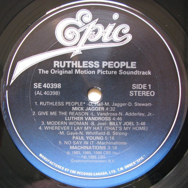 Various - Ruthless People: The Original Motion Picture Soundtrack (LP, Album, Comp) (Mint (M)) - Image 3