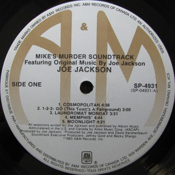 Joe Jackson - Mike's Murder - The Motion Picture Soundtrack (LP, Album) (Mint (M)) - Image 3