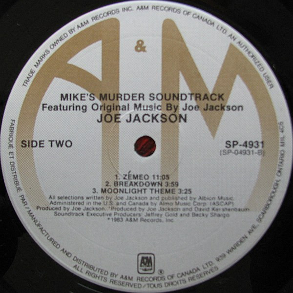Joe Jackson - Mike's Murder - The Motion Picture Soundtrack (LP, Album) (Mint (M)) - Image 4