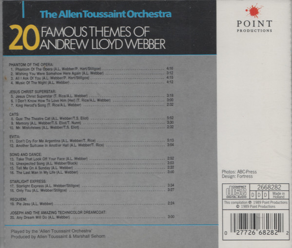 The Allen Toussaint Orchestra - 20 Famous Themes Of Andrew Lloyd Webber (CD, Comp) (Near Mint (NM or M-)) - Image 2