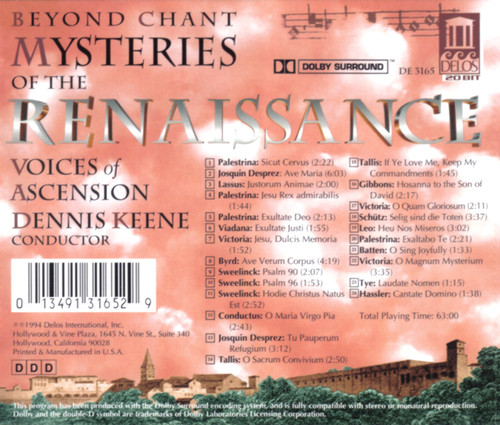 Dennis Keene / Voices Of Ascension - Beyond Chant - Mysteries Of The Renaissance (CD, Album) (Near Mint (NM or M-)) - Image 2