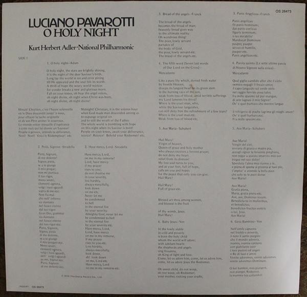 Luciano Pavarotti - Kurt Herbert Adler ● National Philharmonic Orchestra - O Holy Night (LP, Album, RE) (Mint (M)) - Image 3