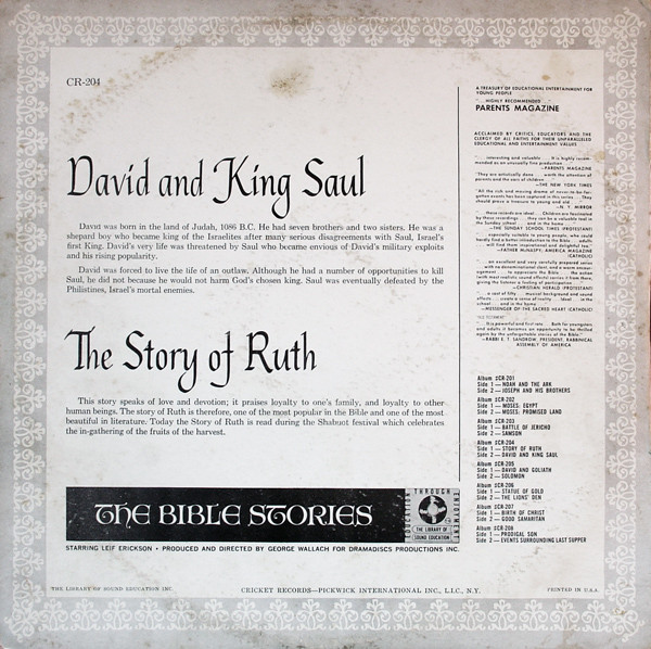 Leif Erickson - Bible Stories Volume IV: The Story Of Ruth / David And King Saul (LP, Album) (Mint (M)) - Image 4