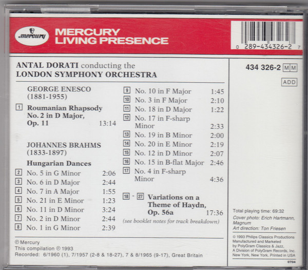 George Enescu, Johannes Brahms, Antal Dorati, London Symphony Orchestra - Dorati Conducts Brahms And Enesco (CD, Comp) (Near Mint (NM or M-)) - Image 2